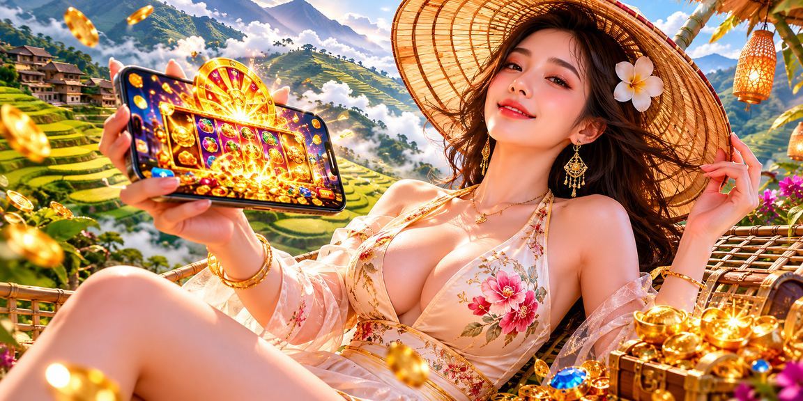 Cô gái đội nón lá tại Sapa đang chơi slot game trên điện thoại